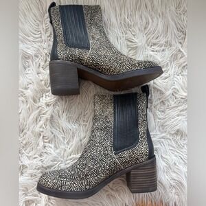 UGG Cow Hair Chelsea Ankle Boots Women's 8 Block Heel NWOT